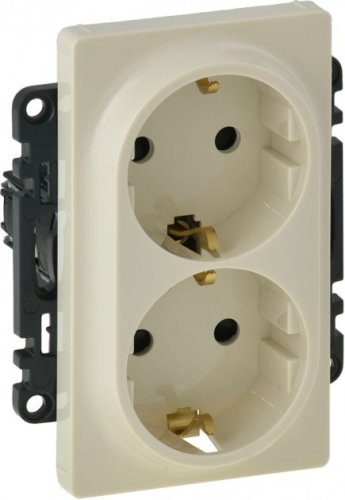 Розетка с заземлением без рамки Legrand Valena Life 1-м. 2 мод. шторки слоновая кость картинка